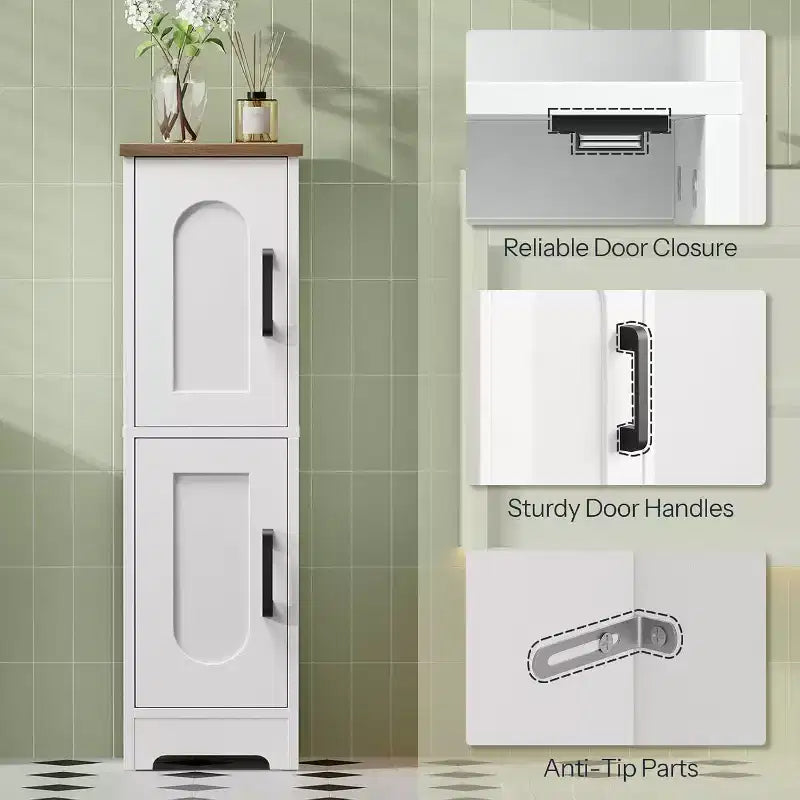 Mobile contenitore da bagno piccolo Dcolora, mobile contenitore ad angolo da pavimento in stile rustico con 2 ante e ripiani regolabili