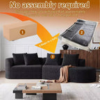 Divano a nuvola curvo da 112 pollici in ciniglia color cachi, 4 posti, seduta extra profonda e ampia, con 4 cuscini decorativi, divano componibile per soggiorno