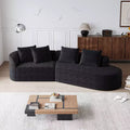 Divano a nuvola curvo da 112 pollici in ciniglia color cachi, 4 posti, seduta extra profonda e ampia, con 4 cuscini decorativi, divano componibile per soggiorno