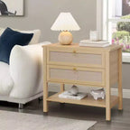 Comodini Set da 2, Tavolini da Comodino in Rattan con 2 Cassetti, Tavolino Laterale da Divano per Piccoli Spazi, Comodino Stretto, Tavolino d'Appoggio per Soggiorno