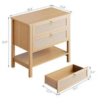 Comodini Set da 2, Tavolini da Comodino in Rattan con 2 Cassetti, Tavolino Laterale da Divano per Piccoli Spazi, Comodino Stretto, Tavolino d'Appoggio per Soggiorno