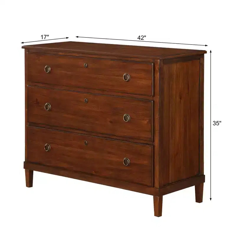 Cassettiera Callen rustica GDFStudio in legno di acacia con 3 cassetti, 42 pollici
