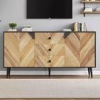 CuisinSmart Mobiletto freestanding, Credenza con cassetti e ante, Credenza in legno con spazio contenitivo per sala da pranzo