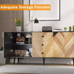 CuisinSmart Mobiletto freestanding, Credenza con cassetti e ante, Credenza in legno con spazio contenitivo per sala da pranzo