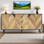 CuisinSmart Mobiletto freestanding, Credenza con cassetti e ante, Credenza in legno con spazio contenitivo per sala da pranzo