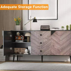 CuisinSmart Mobiletto freestanding, Credenza con cassetti e ante, Credenza in legno con spazio contenitivo per sala da pranzo
