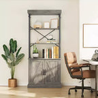 Bookshelf Modern Bookcase with Drawers Storage Rack Shelf Tall Standing Bookshelves Metal Frame Large Display Racks for Bedroom, Living Room