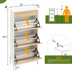 Scarpiera a 3 livelli con cassetti a ribalta Organizzatore stretto in rattan con gambe in metallo per l'ingresso