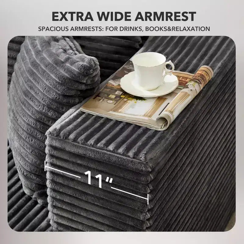 Divano componibile reversibile GustoWave da 106 pollici, divano a L Cloud con chaise longue oversize, divano contemporaneo a 3 posti con memory