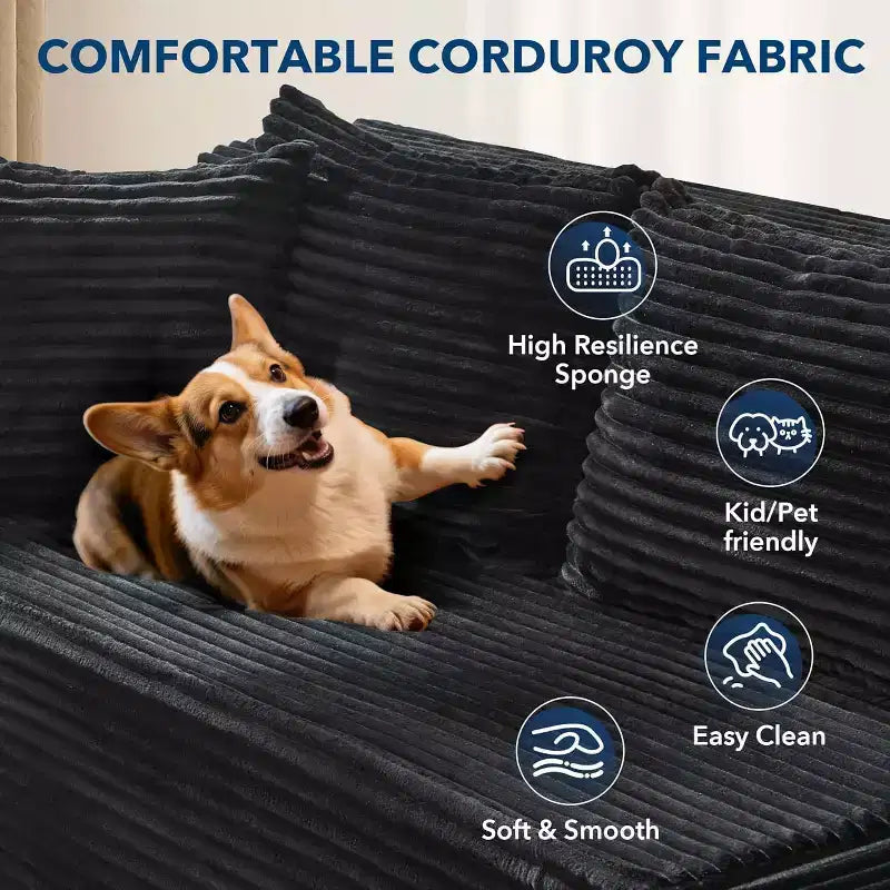 Divano componibile reversibile GustoWave da 106 pollici, divano a L Cloud con chaise longue oversize, divano contemporaneo a 3 posti con memory