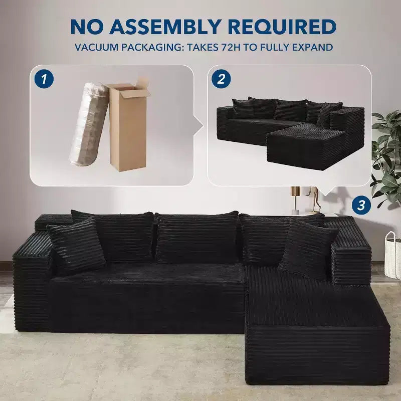 Divano componibile reversibile GustoWave da 106 pollici, divano a L Cloud con chaise longue oversize, divano contemporaneo a 3 posti con memory