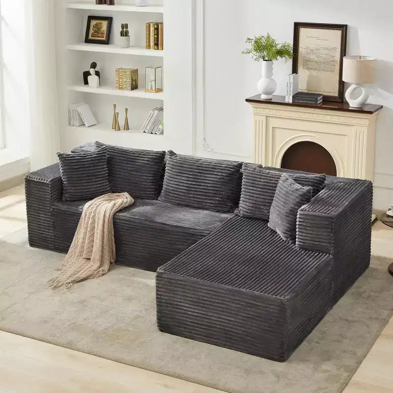 Divano componibile reversibile GustoWave da 106 pollici, divano a L Cloud con chaise longue oversize, divano contemporaneo a 3 posti con memory