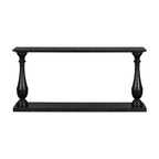 Okak 63IN Tavolo da Ingresso Vintage con Impiallacciatura in Pino, Consolle con Eleganti Gambe Affusolate e Ripiano Aperto, Tavolo da Corridoio per Soggiorno, Nero