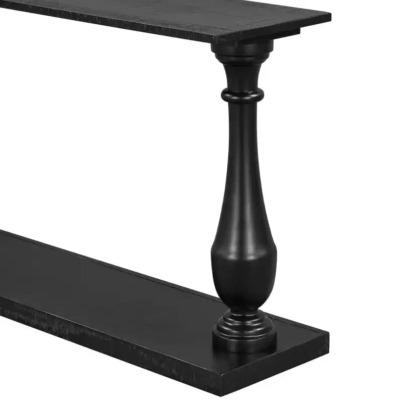 Okak 63IN Tavolo da Ingresso Vintage con Impiallacciatura in Pino, Consolle con Eleganti Gambe Affusolate e Ripiano Aperto, Tavolo da Corridoio per Soggiorno, Nero