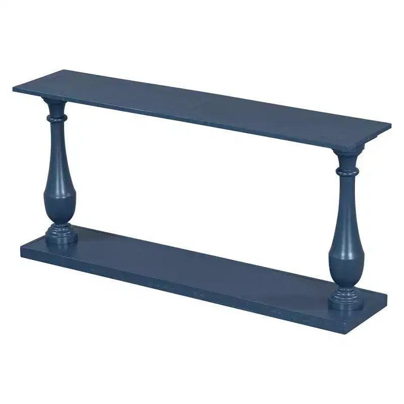 Okak 63IN Tavolo da Ingresso Vintage con Impiallacciatura in Pino, Consolle con Eleganti Gambe Affusolate e Ripiano Aperto, Tavolo da Corridoio per Soggiorno, Blu