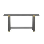 Okak 63IN Tavolino consolle moderno stretto, Tavolo d'ingresso con accenti in metallo e ripiano aperto, Tavolino d'appoggio per soggiorno, corridoio, Grigio