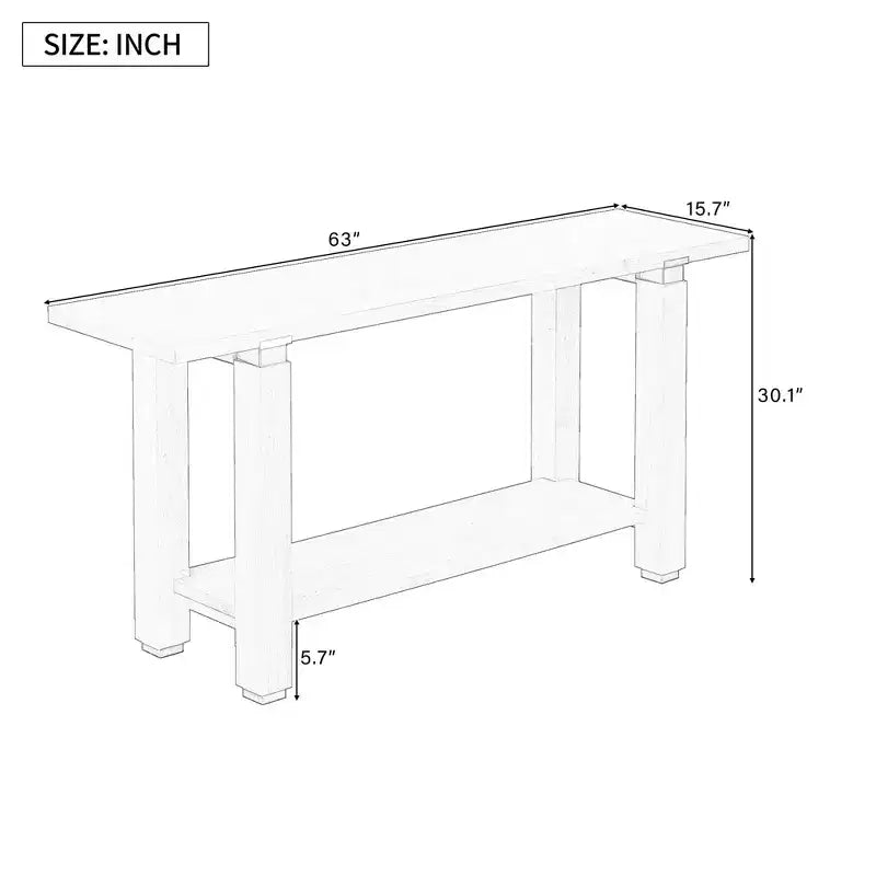 Okak 63IN Tavolino consolle moderno stretto, Tavolo d'ingresso con accenti in metallo e ripiano aperto, Tavolino d'appoggio per soggiorno, corridoio, Grigio