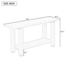 Okak 63IN Tavolino consolle moderno stretto, Tavolo d'ingresso con accenti in metallo e ripiano aperto, Tavolino d'appoggio per soggiorno, corridoio, Grigio
