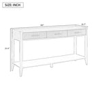 Okak 60IN Tavolino Consolle Moderno Stretto con Ripiano Portaoggetti, Tavolo da Ingresso con 3 Cassetti e Maniglia in Metallo, Tavolo d'Appoggio per Soggiorno, Ingresso, Nero