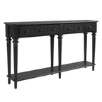 Okak Tavolo da Ingresso Retro 59.8IN con 4 Cassetti, Consolle Stretta con Ripiani Aperti, Tavolo da Corridoio per Soggiorno, Ingresso, Nero