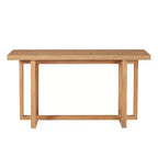 Okak 59.05IN Tavolo consolle stretto minimalista con design unico delle gambe, Tavolo da ingresso con piano spesso, Tavolo d'accento per Soggiorno, Corridoio, Quercia