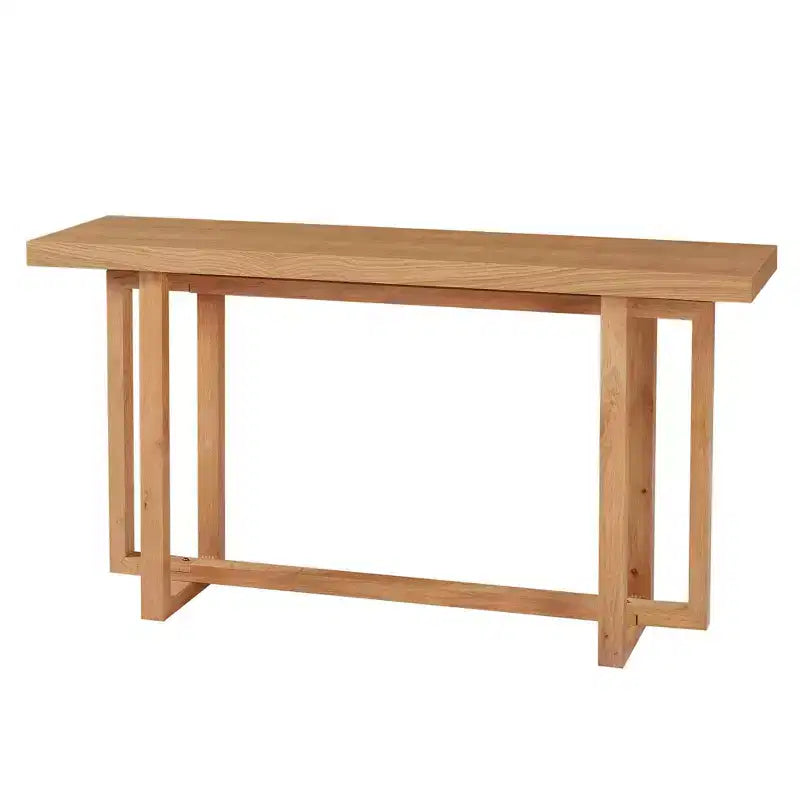 Okak 59.05IN Tavolo consolle stretto minimalista con design unico delle gambe, Tavolo da ingresso con piano spesso, Tavolo d'accento per Soggiorno, Corridoio, Quercia