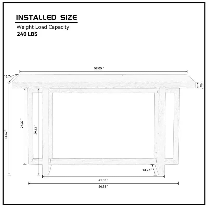 Okak 59.05IN Tavolo consolle stretto minimalista con design unico delle gambe, Tavolo da ingresso con piano spesso, Tavolo d'accento per Soggiorno, Corridoio, Quercia