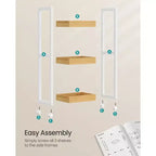 Carrello a rotelle a 3 ripiani in bambù con mensola regolabile, organizer sottile da 30x80 cm per cucina e bagno, bianco e naturale