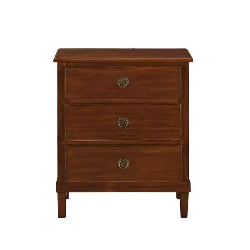 GDFStudio Giulia Rustico Comodino a 3 Cassetti in Legno di Acacia da 24 pollici