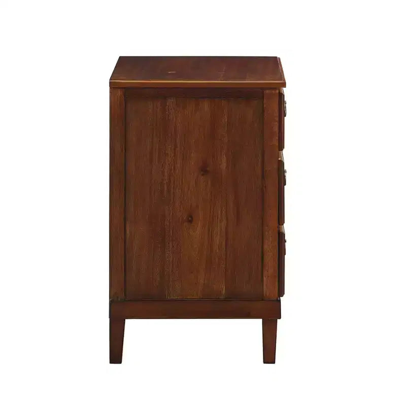 GDFStudio Giulia Rustico Comodino a 3 Cassetti in Legno di Acacia da 24 pollici