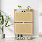 Scarpiera in Rattan a 2 Strati - Contiene 12-18 Paia per Ingresso/Armadio (Design Antiribaltamento)