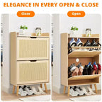 Scarpiera in Rattan a 2 Strati - Contiene 12-18 Paia per Ingresso/Armadio (Design Antiribaltamento)