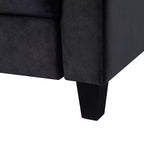 PexFix Poltrona singola in velluto imbottita, divano componibile, poltrona moderna con braccioli e gambe in legno per soggiorno, camera da letto, ufficio, nera