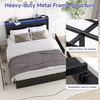 Zevemomo Letto Matrimoniale con 4 Cassetti Contenitore, Struttura Letto Matrimoniale con Testiera, LED, Robusto Supporto a Doghe in Metallo, Senza Rumore, Nero