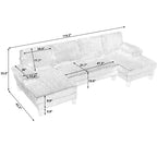 Divano Sezionale a U in Velluto a Coste Homy Casa con Doppia Chaise Longue, Divano a 4 Posti per Soggiorno, Beige