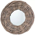 Specchio in Rattan Naturale, Diametro 15 cm, Fissaggio a Parete