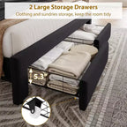 Struttura letto king-size imbottita con 2 cassetti, struttura letto in velluto con testiera capitonné, supporto a doghe in legno, senza rumore, non necessita di rete a molle