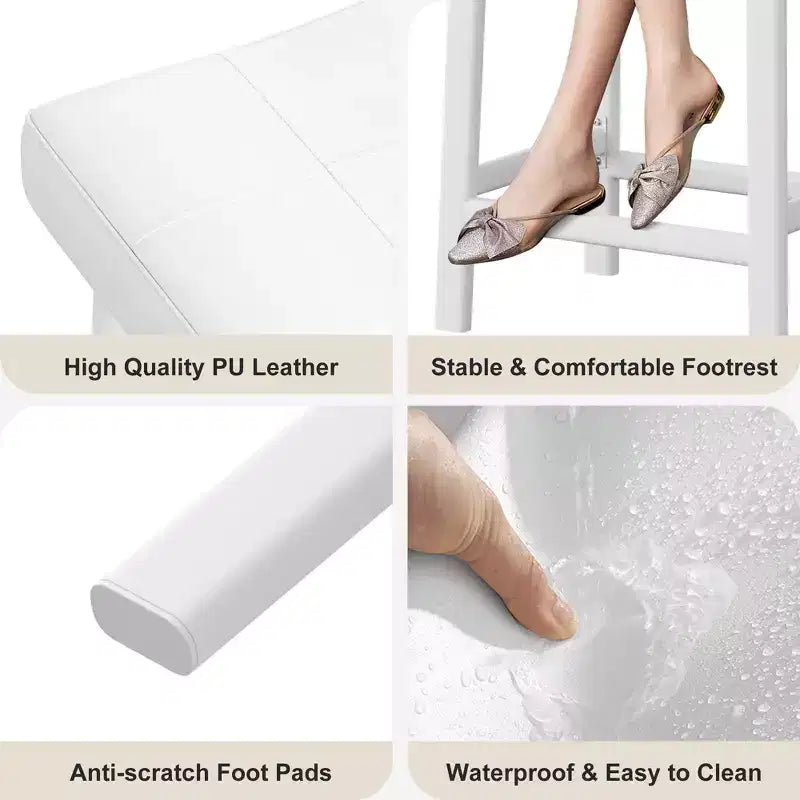 Set di 2 Sgabelli da Bar in Similpelle da 24 Pollici, Sgabelli da Bancone, Gambe in Metallo, Sedili Spessi a Sella, Sgabelli da Colazione, per Cucina