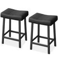 24 Inch PU Leather Barstools Set of 2, Counter Height Bar Stools, Metal Legs, Thick Saddle Seats, Breakfast Stools, for Kitchen