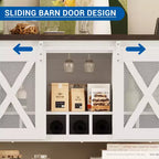 Credenza da cucina CuisinSmart, mobile bar con anta scorrevole a granaio, mobile da caffè con portabottiglie, per soggiorno sala da pranzo