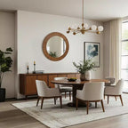 LuxenHome Specchio da Parete Rotondo Strutturato in Legno di Quercia Rustica, 29 Decorativo Accento per la Casa Marrone