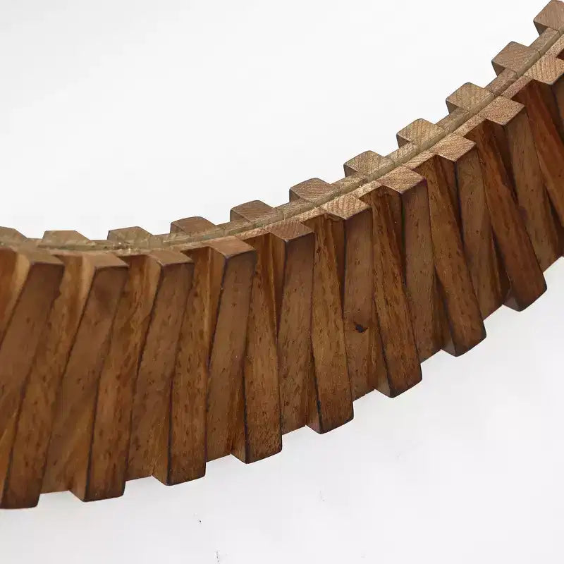 LuxenHome Specchio da Parete Rotondo Strutturato in Legno di Quercia Rustica, 29 Decorativo Accento per la Casa Marrone