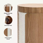 LuxenHome Tavolino rotondo 18.6 con contenitore, Tavolino laterale in legno con coperchio, Tavolino d'appoggio per soggiorno, camera da letto, Marrone