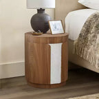 LuxenHome Tavolino rotondo 18.6 con contenitore, Tavolino laterale in legno con coperchio, Tavolino d'appoggio per soggiorno, camera da letto, Marrone