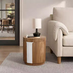 LuxenHome Tavolino rotondo 18.6 con contenitore, Tavolino laterale in legno con coperchio, Tavolino d'appoggio per soggiorno, camera da letto, Marrone