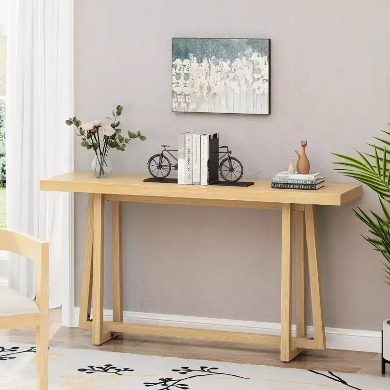 Okak 59.84IN Tavolo rettangolare da ingresso minimalista, Consolle con gambe dal design unico e piano spesso, Tavolino d'appoggio per foyer, esterni