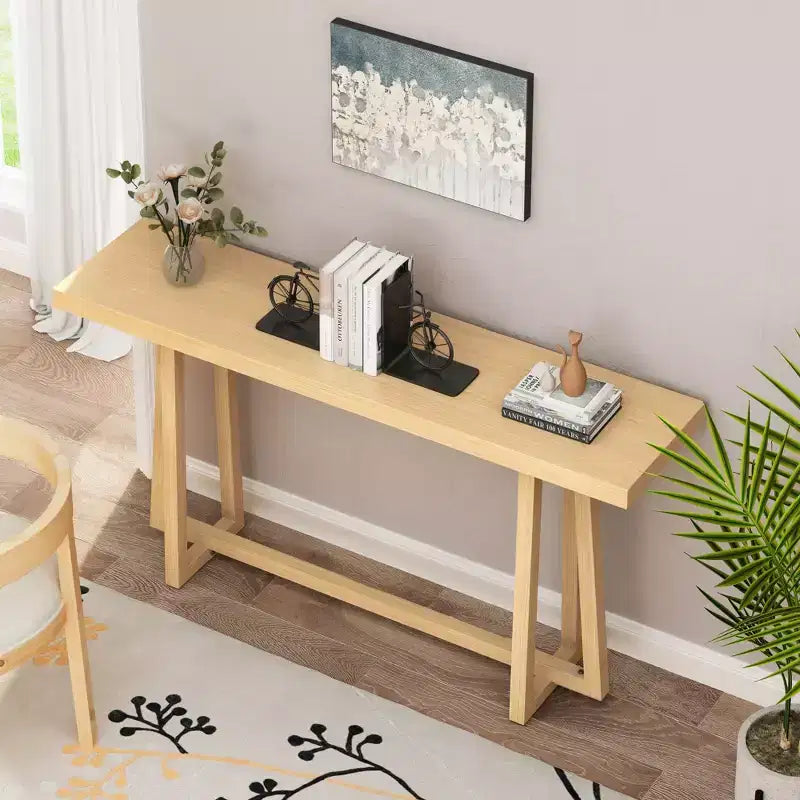 Okak 59.84IN Tavolo rettangolare da ingresso minimalista, Consolle con gambe dal design unico e piano spesso, Tavolino d'appoggio per foyer, esterni