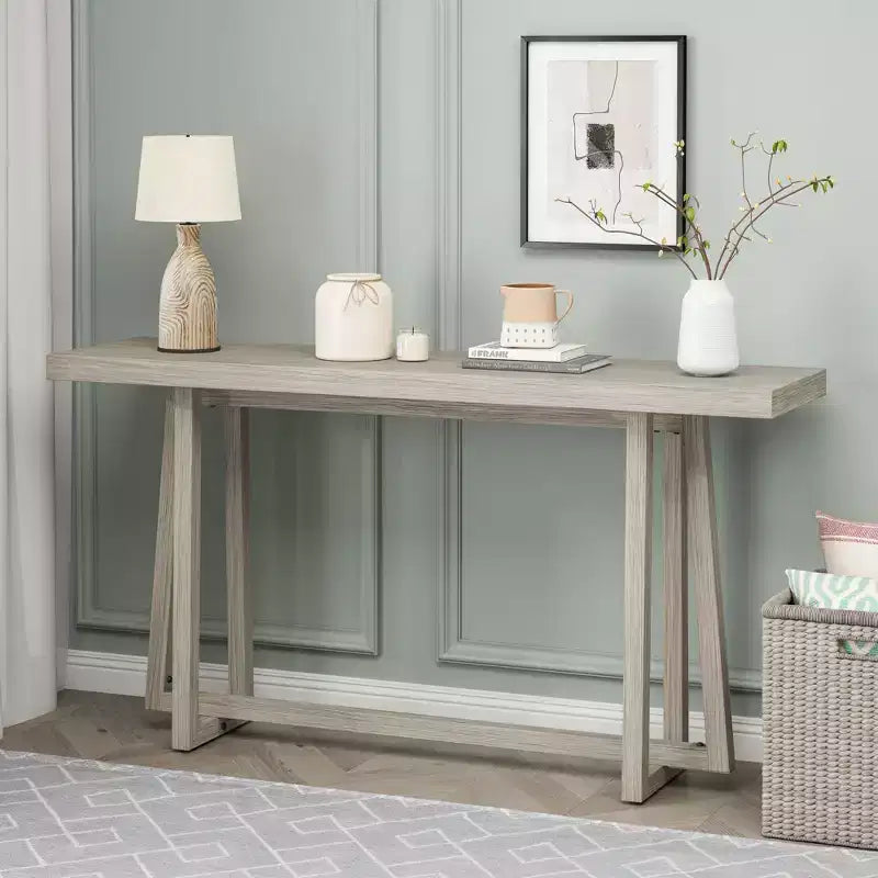 Okak 59.84IN Tavolo rettangolare da ingresso minimalista, Consolle con gambe dal design unico e piano spesso, Tavolino d'appoggio per foyer, esterni