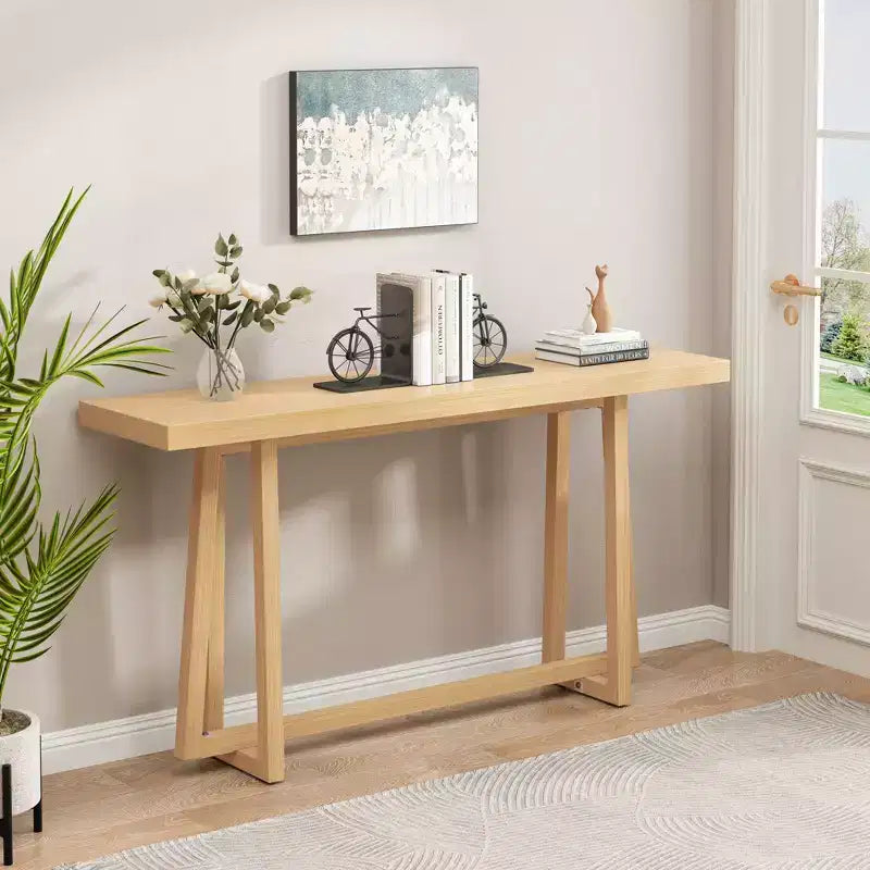 Okak 59.84IN Tavolo rettangolare da ingresso minimalista, Consolle con gambe dal design unico e piano spesso, Tavolino d'appoggio per foyer, esterni