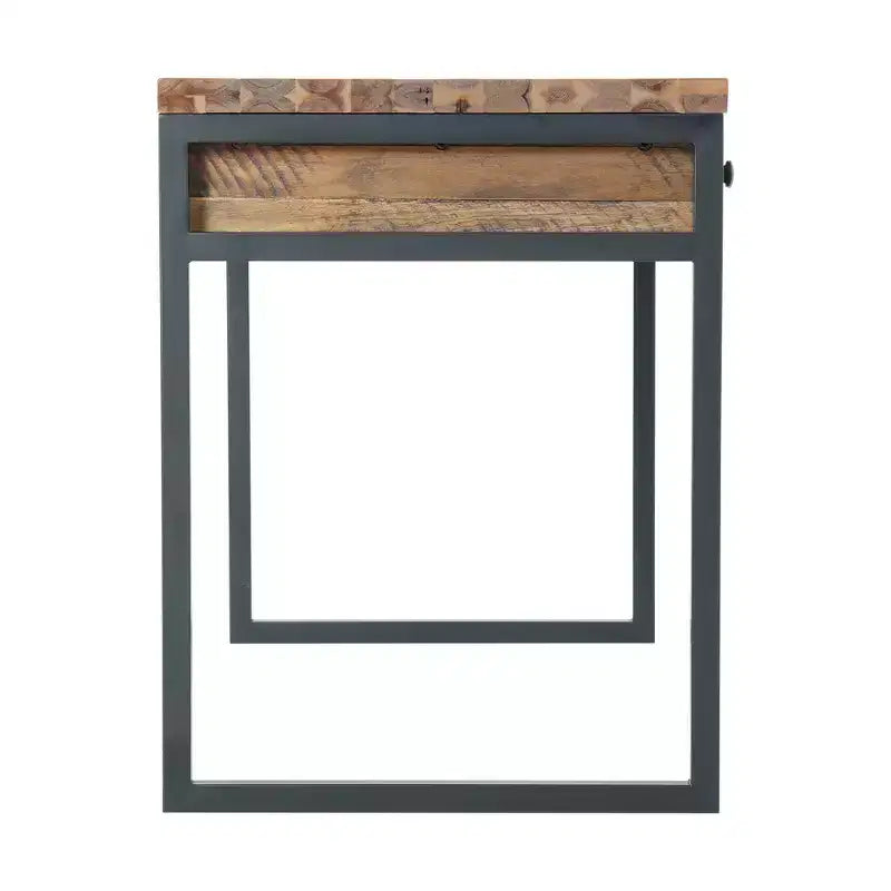 Alaterre Furniture Scrivania da Ufficio Claremont Rustico Legno e Metallo, Finitura Venatura del Legno Naturale con Due Cassetti Laterali, Ideale per Ufficio Domestico e Sala Studio